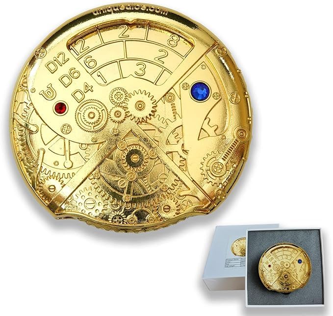 UD 7 in 1 Roulette Dice Dungeons and Dragons Dice Steampunk Themed Metal Dice Set D&D Roleplaying Dice Multi-Purpose Dice for Roleplaying Games(Imitation Gold)