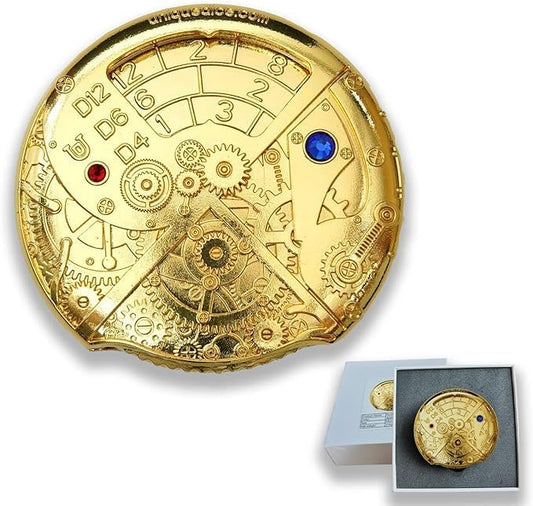 UD 7 in 1 Roulette Dice Dungeons and Dragons Dice Steampunk Themed Metal Dice Set D&D Roleplaying Dice Multi-Purpose Dice for Roleplaying Games(Imitation Gold)