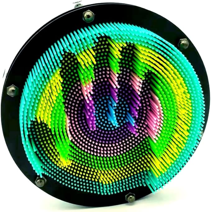 3D Pin Art Intellectual Fun Toy Rainbow Pin Art Palm Board Extra Large(8 x8 Inches) Arouse Sense of Imagination Innovative Boundless Creativity