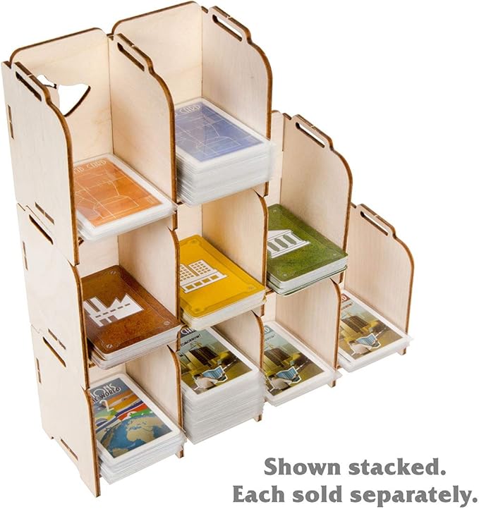 Broken Token Mini Stacking Tabletop Game Organizer with 2 Trays - Wooden Card Stand with Rows, Card Holder