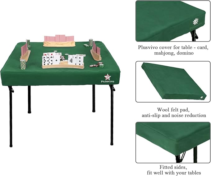 Game Table Cover - Mahjong, Poker, Bridge - Machine Washable Felt - 36" x 36" Blue