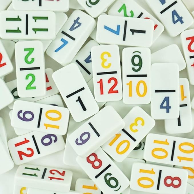 Mexican Train Number Dominoes Set Double 12 Dominoes 91 Tiles Games with Leather Box, Number Dominoes Set for Kids Adults and Family…
