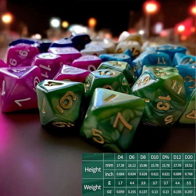 DND Dice Set - 5 * 7-Die Polyhedral Dice Sets for Dungeons and Dragons D&D DND RPG MTG Table Board Roll Playing Games D4 D6 D8 D10 D% D12 D20