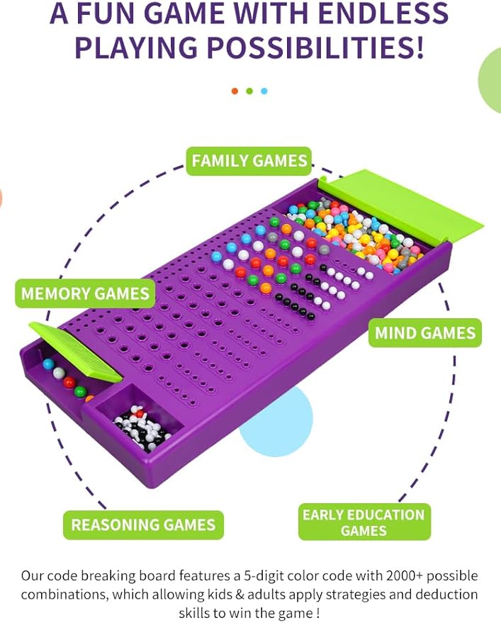 Game Code Breaking Family Board Game Code Breakers STEM Game Brain Exercise Logic Development Toys for Kids Ages 8 + and Adults Purple…