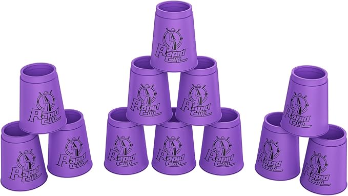 DEWEL Stacking Cup Game, 12pcs Cup Stacking Set, Sport Stacking Cups, Classic Stacking Toy, Family Game, Great Gift Idea for Stack Games Lover, Stacking Cups for Adults, Kids (Purple)…