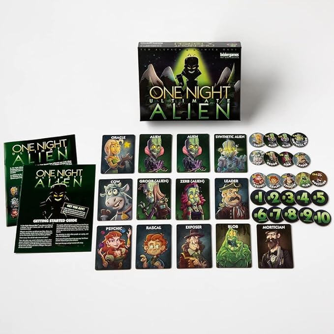 One Night Ultimate Alien, Fun Party Game for Large Groups, Fast-Paced Gameplay, Engaging Social Deduction, Hidden Roles & Bluffing, Great Game for Kids & Families