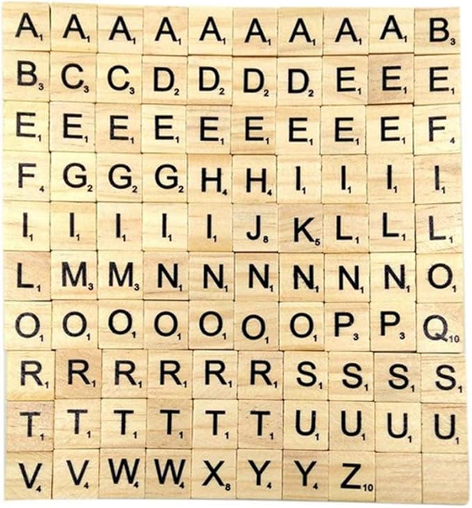 1000PCS scrabble letters for crafts - DIY wood gift decoration - making alphabet coasters and scrabble crossword game wood letter tiles/wooden scrabble tiles A-Z capital letters for crafts, pendants,