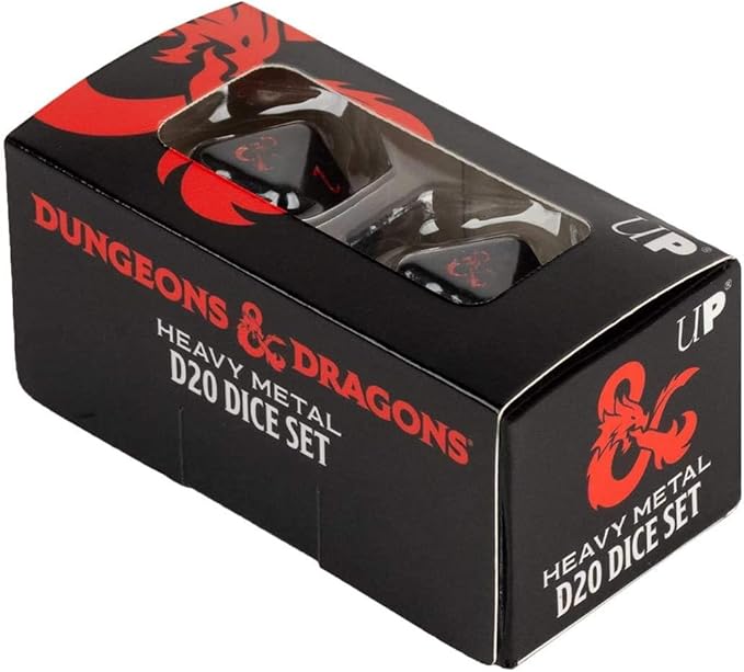 Ultra PRO Dungeons & Dragons Ampersand Heavy Metal D20 Dice Set (2 Pieces) - Great for RPG, DND, MTG as Gamer Dice or Board Gaming Dice