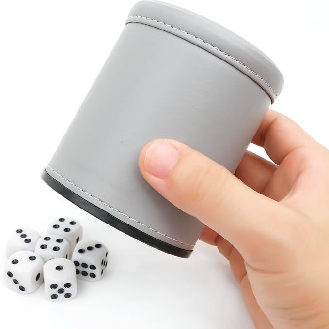 Felt Lined Professional Dice Cup - with 6 Dices Quiet for Yahtzee Game