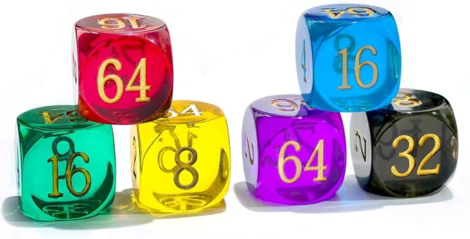 Big Translucent Backgammon Doubling Cube Dice 30MM, Large Backgammon Doubling Number Dice 1 3/16", Translucent Green