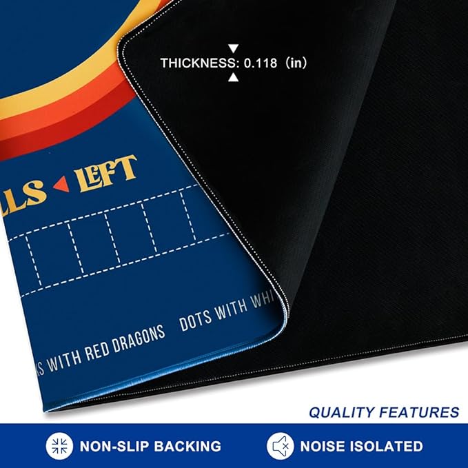 Mahjong Mat with Rules for Table,Travel Mahjong Set,Non-Slip and Silent,Comes with 2 Dice and 1 Coral Velvet Mahjong Mat Storage Bag,Mahjong Cards 2025(Blue)