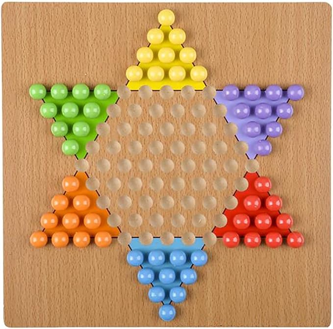 The Dreidel Company Classic Wooden Board Games, Great for Prizes, 10" (10" Wooden Chinese Checkers)