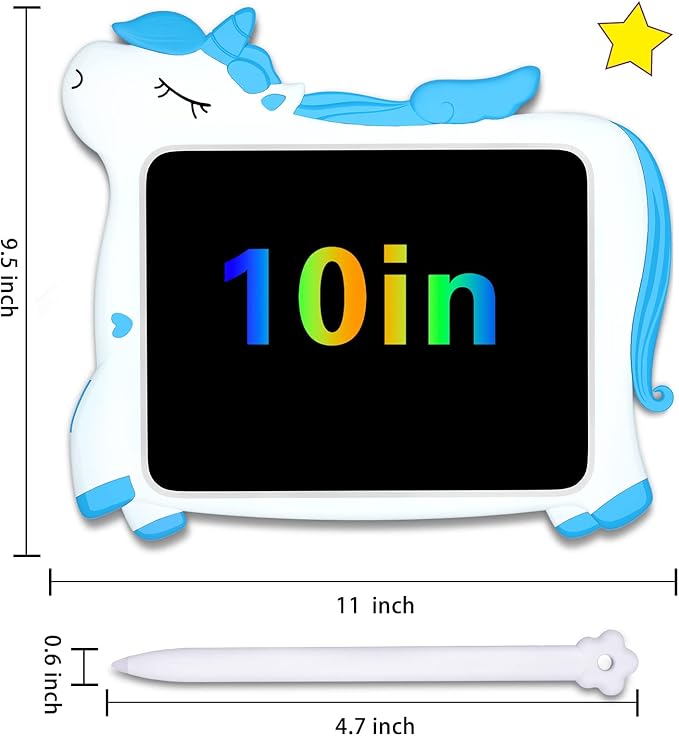 GJZZ Toys for Boys Gifts for 3 4 5 Years Old Boy - Unicorn 10inch Drawing Doodle Board, Toddler Toys, Learning Writing Board Kids Toys Age 6 7 8 for Christmas, Birthday, Blue