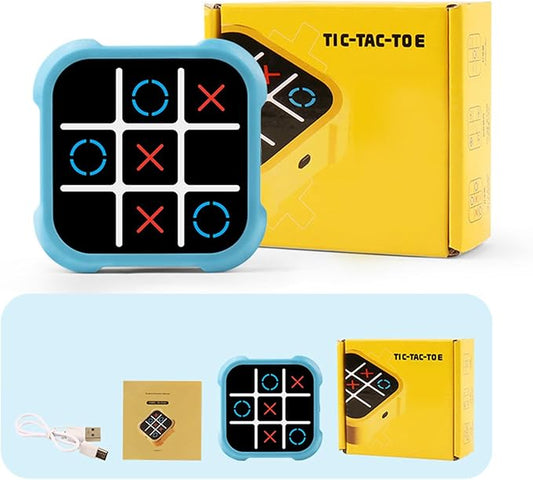 Tic Tac Toe Game, Electronic Tic Tac Toe Game, Tic Tac Toe Electronic Game, Chess Board Game, Interactive Portable Game Set, for Family, Friends (Blue)