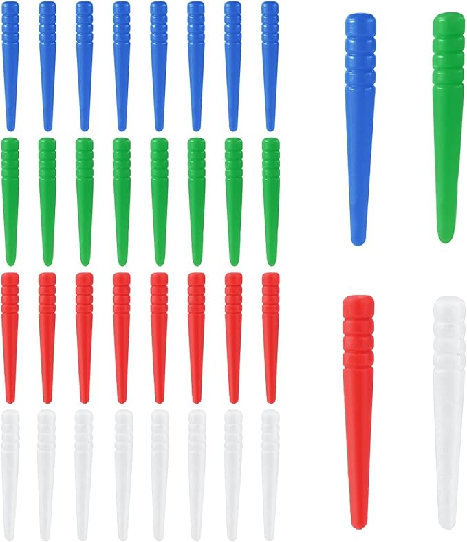 36pcs Cribbage Pegs, Fits 1/8 Holes Plastic Cribbage Pins Tapered Design Cribbage Board Game Versatile Cribbage Board Scoring Pegs for Family Friends (Blue, White, Green, Red)