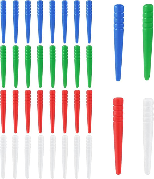 36pcs Cribbage Pegs, Fits 1/8 Holes Plastic Cribbage Pins Tapered Design Cribbage Board Game Versatile Cribbage Board Scoring Pegs for Family Friends (Blue, White, Green, Red)