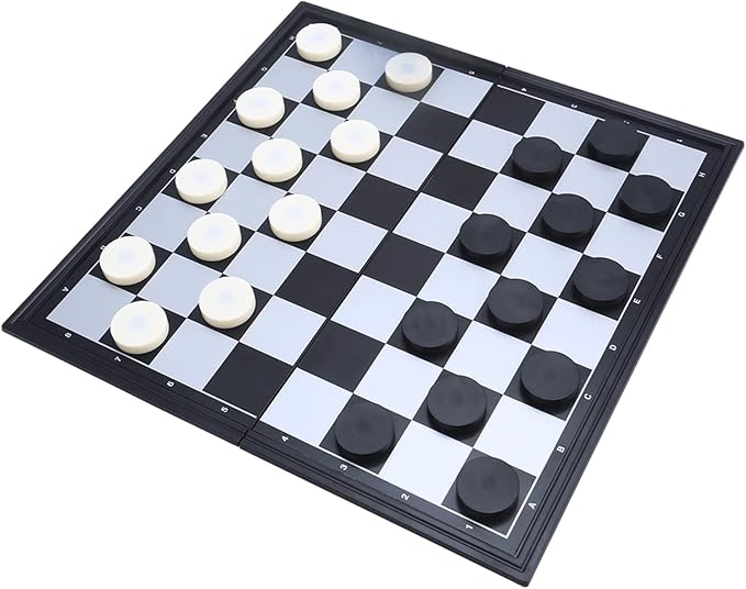3 in 1 Magnetic Chess Checkers Backgammon Board Game Set with Folding Board Travel Games for Kids and Adults (Chess: Black & White)