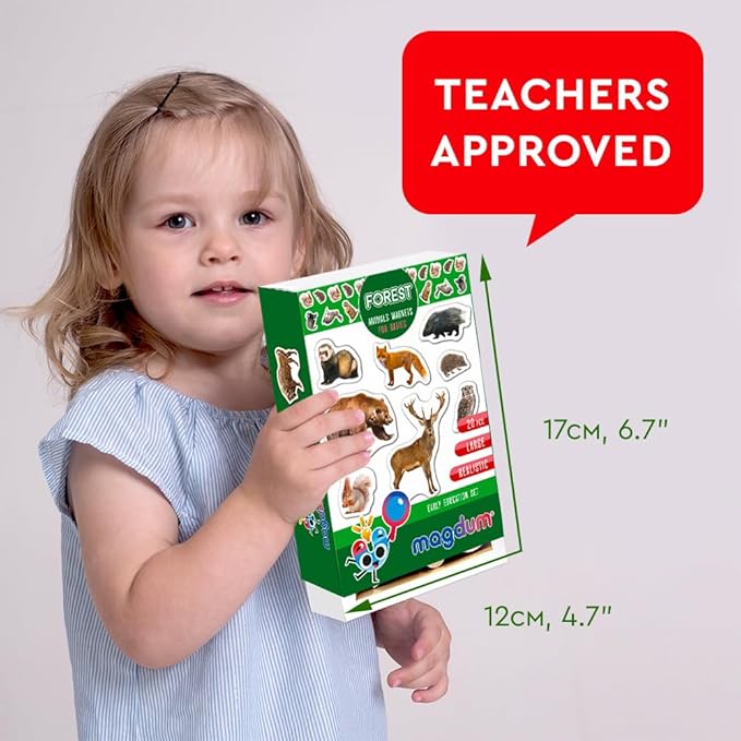 20 Fridge Magnets for Toddlers - Forest Photo Kids Magnets for Fridge - Toddler Magnets for Refrigerator - Magnetic Animals - Fridge Magnets for Kids - Animal Magnets - Toddler Fridge Magnets