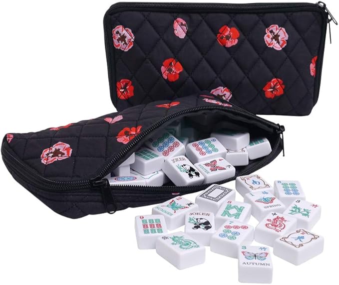 New! - American Mahjong Set The Artisan Collection: Butterfly Series – in Black Poppy Soft Bag
