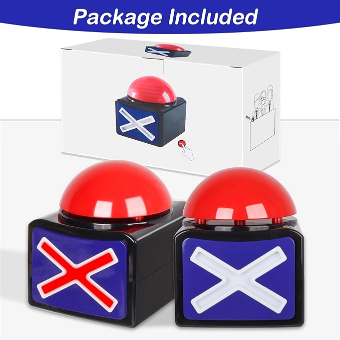 Buzzers for Trivia Games with Lights and Sound 2PCS Game Show Buzzers for Teacher Party Game Must Haves (2 PCS)