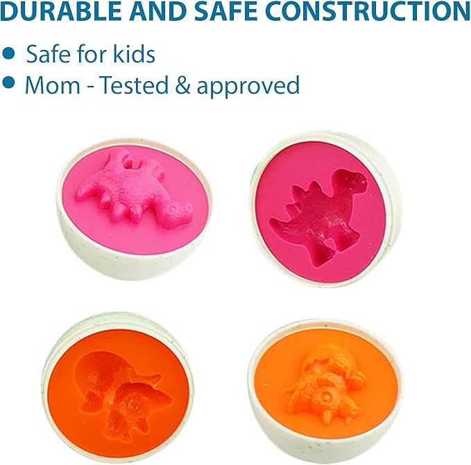 Dimple 12 Dinosaur Egg Matching Toy Play Matching Eggs Easter Toy w/Holder - Egg Toys for Toddlers STEM Egg Toys - Colors & Shapes Recognition for Kids -Educational Color Sorting Toy