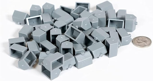 Plastic Houses: Grey Color Board Game Replacement House (Colored Miniature Town & City Buildings, Board Game Playing Pieces) | 50 Pieces