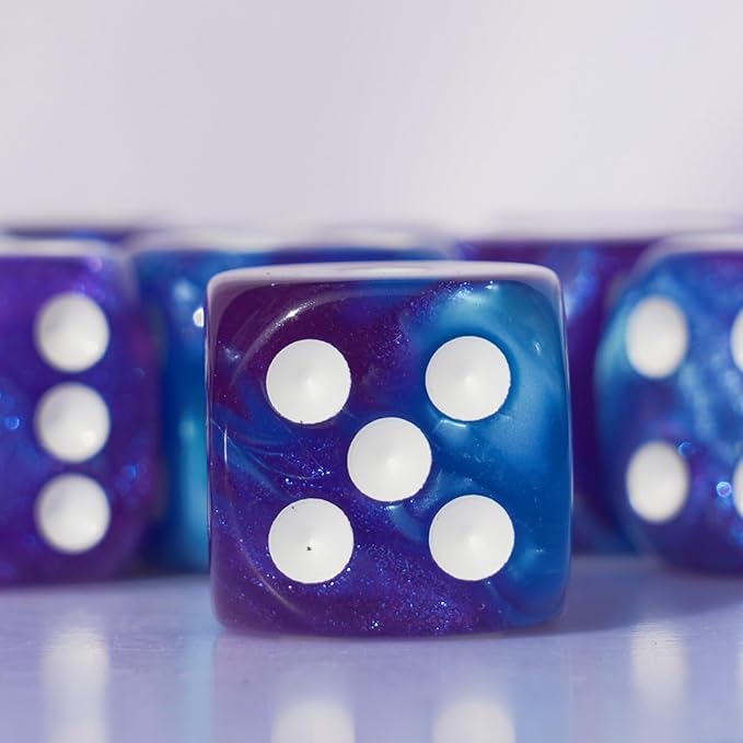 10 PC D6 dice 16mm Acrylic Dice Set for RPG MTG DND Dice Table Games and Board Games (Purple + Blue)