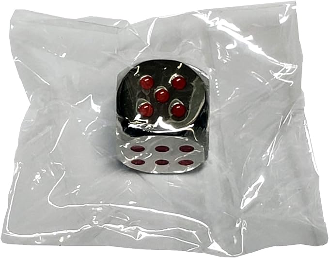 Set of (5) Solid Zinc Alloy Metal Polished Finish 16mm Dice, Rounded Corners with Black Velvet Cloth Pouch