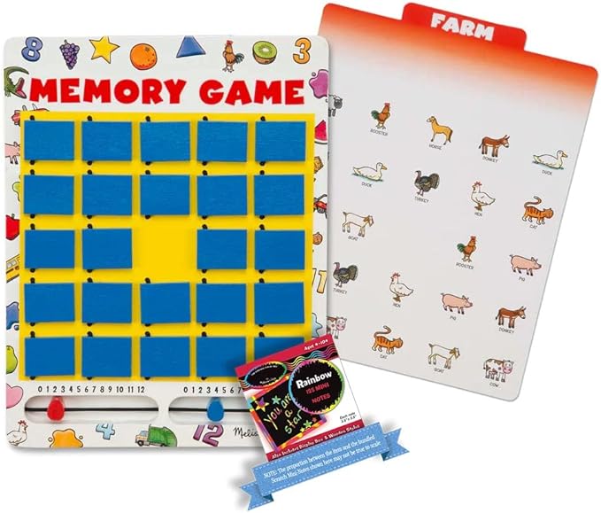 Melissa & Doug Flip-to-Win : Memory Game Bundle with 1 Theme Compatible M&D Scratch Fun Mini-Pad (12090)