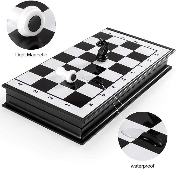 Chess Sets Travel Board Games: Magnetic Folding Chess Board with Instructions Teen Gifts Family Games Educational Toys for Kids and Adults 9.5 Inch