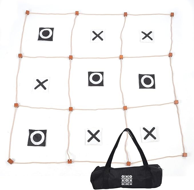 Large XO Board Game, Bean Bag Toss Outdoor Games for Kids, Wood Yard Toss Game with X and O Pieces Storage Bag for Kids Backyard Lawn Camping Games