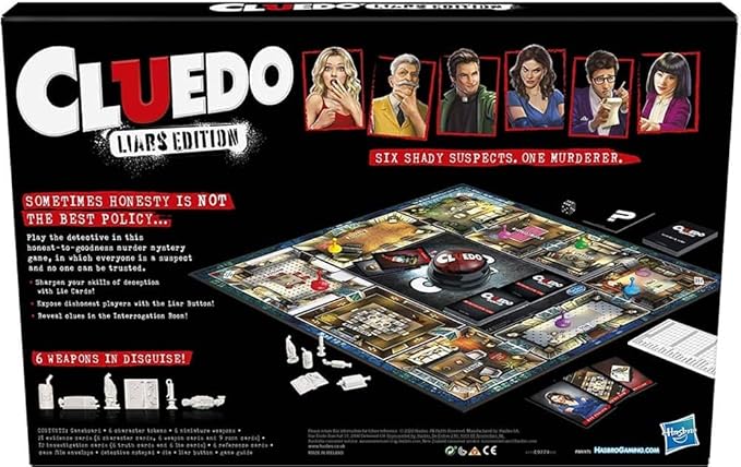 Hasbro Gaming Cluedo Liars Edition Board Game; Murder Mystery Game for Children from 8 Years Old; Expose Dishonest Detectives with The Liar Button