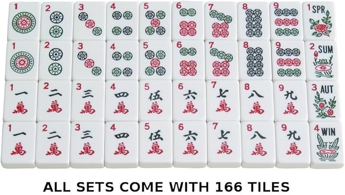 NEW! - American Mahjong Set - 166 White Tiles (All-in-One Rack/Pushers), Silver Aluminum Case - Large Classic Mah Jongg Game Set
