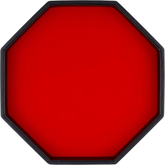 Dice Rolling Tray, Felt Lined PU Leather Octagon Dice Tray for Dungeon Crawler Games, Red