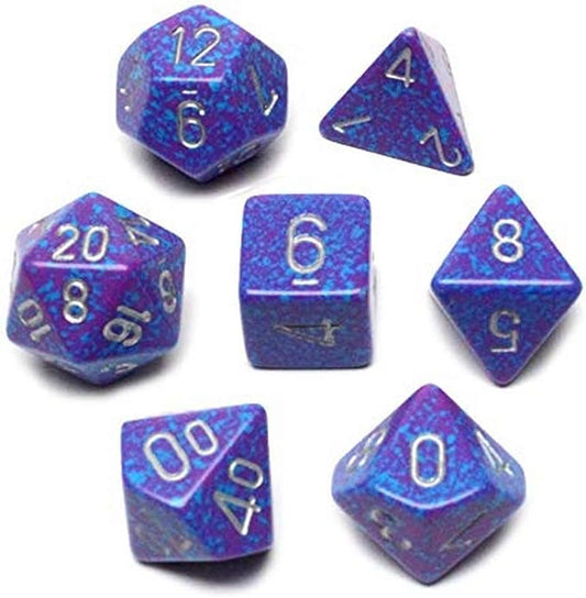 Chessex CHX25347 Dice-Speckled Silver Tetra Set