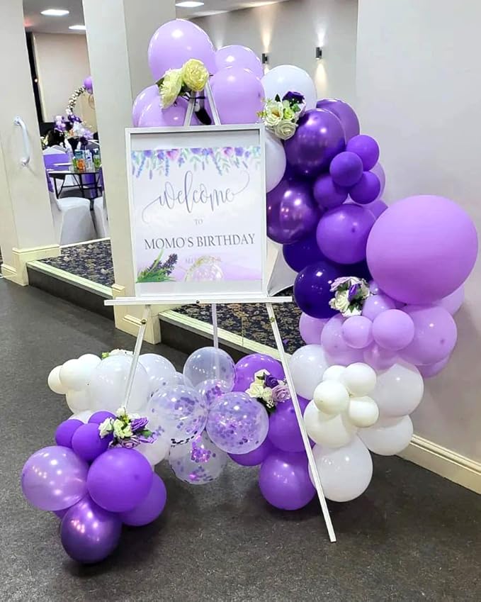 Purple Balloons Metallic Purple Balloon, 50 Pcs 12inch Lavender Lilac Purple Confetti Latex Balloons for Birthday Baby Shower Bridal Shower Wedding Party Decorations