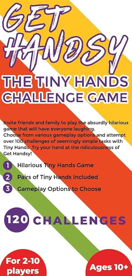 Get Handsy Challenge Game - 120 Hilarous Tiny Hand Challenges - Small Little Hand Puppet Family Fun Competitive Action Game - Be The First to Complete