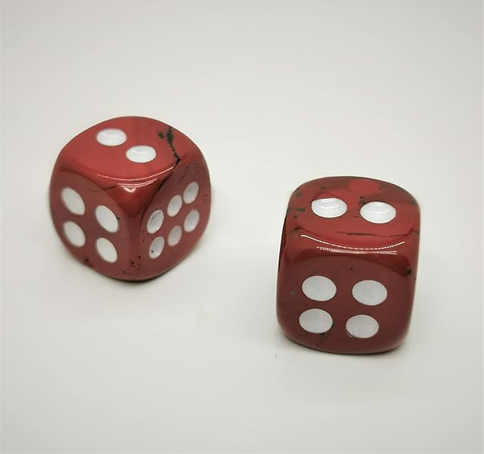 Natural Hand Carved Gemstone Dices, 15mm/0.59in, 6 Sided, Red Jasper
