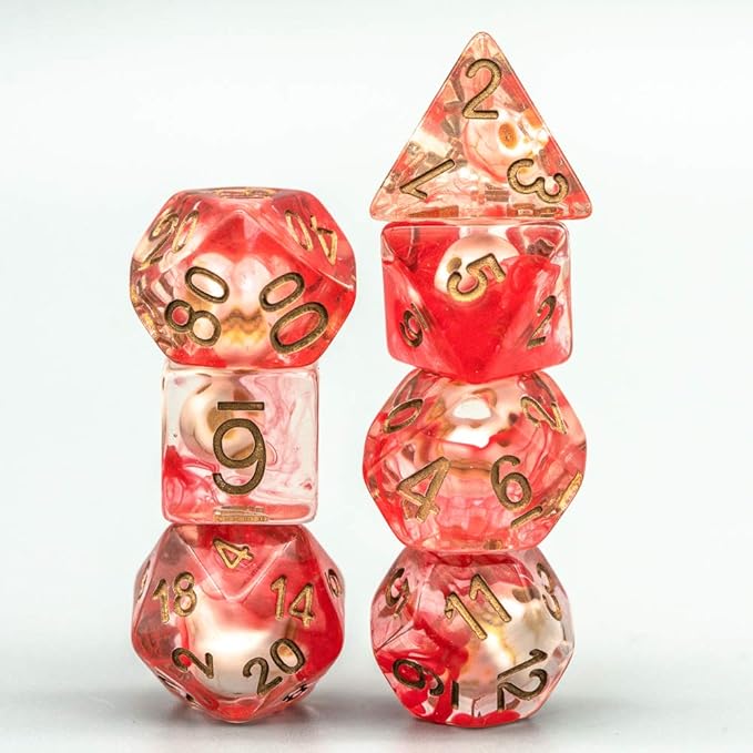UDIXI Polyhedral DND Dice Set, Red Skull Dice Set for Dungeons and Dragons Role Playing Game and Tabletop Game,Board Games