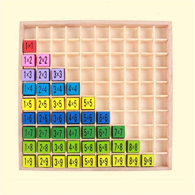 Wooden Toys Hundred Board Montessori Math 10x10 Times Table Tray with Answers Multiplication Educational Game for Kids