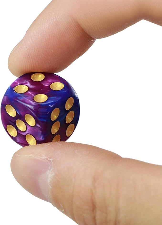 YOUSHARES 50 Pack D6 Game Dice Set with Pouch - 16mm Two Color 6 Sided Dice, Perfect Table Games Dice for Tenzi, Yahtzee, DND MTG RPG War Games