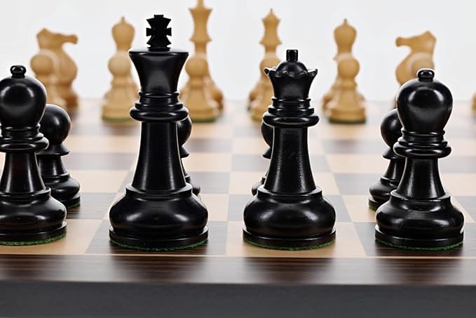 WE Games Bobby Fischer Ultimate Chess Set with Wooden Chess Board - Ebonized & Boxwood Chess Pieces, 3.75 in. King, 20.75 Inch Luxury Chess Set Perfect for Adults & Tournaments