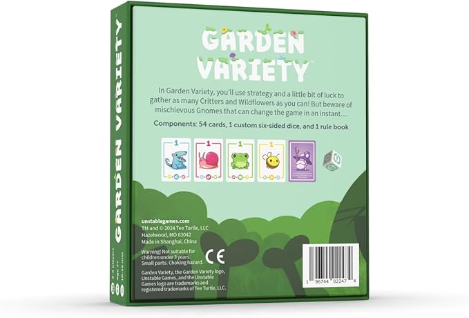 Garden Variety Base Game - A Quirky, Easy to Learn Card Game for Kids, Teens, Adults - 2-5 Players, Ages 7+