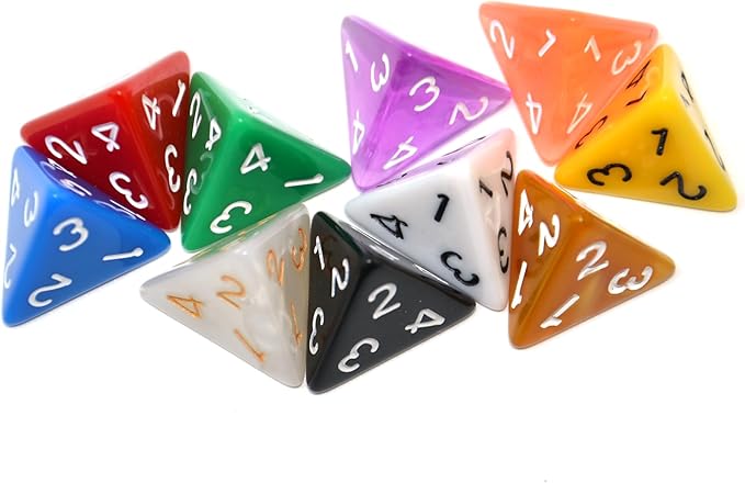 SmartDealsPro 10-Pack D4 D6 D8 D10 D12 Multi Colored Polyhedral Dice for for Dungeons and Dragons DND RPG MTG Table Games (Mix Color(Opaque&Pearl&Transparent, D4)