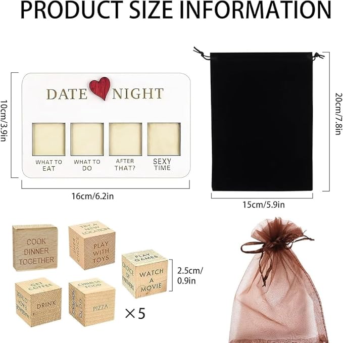 Date Night Dice - Fun Decision Dice & Couple Games for Date Ideas, Activities, & Food - Ideal for Valentine's Day, Anniversaries, or Birthday Gifts - Naughty & Romantic Game for Couples and Adults