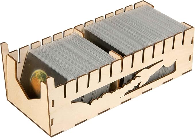 The Broken Token Terraforming Mars Compatible Expansions Game Organizer - Wood Storage Box with Multiple Trays & Card Shoe - Wooden Game Organizer