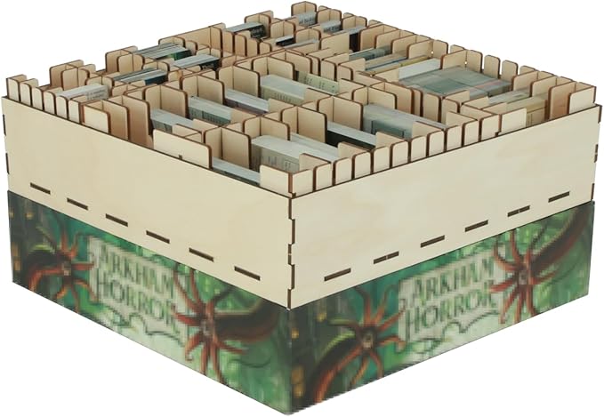 The Broken Token Arkham Horror 3rd Edition Expansion Compatible Game Organizer - Wood Storage Box with Multiple Trays for Cards, Tokens & More - Wooden Game Organizer