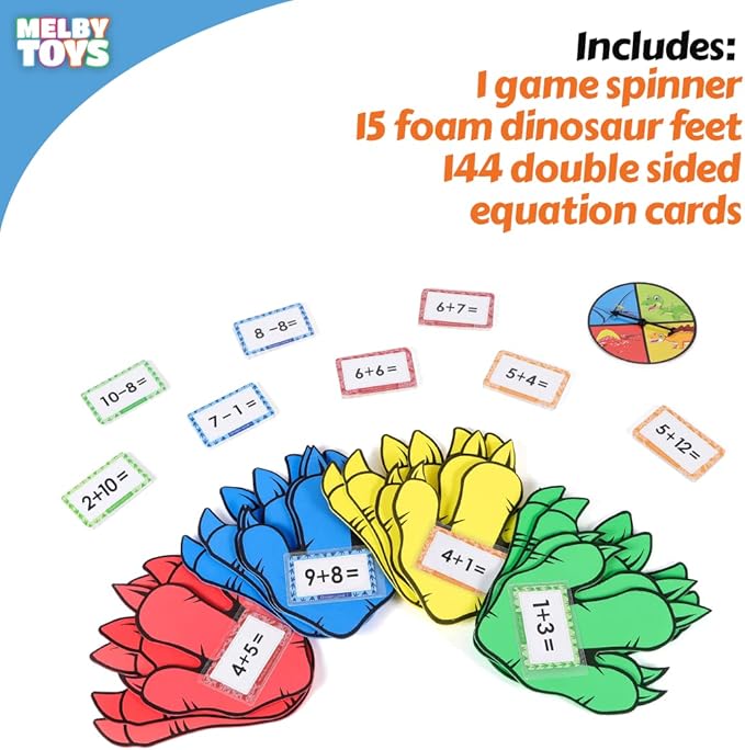 Dino Stomp Math Games for Kindergarten - Subtraction & Addition Flashcards for Kids 5-7