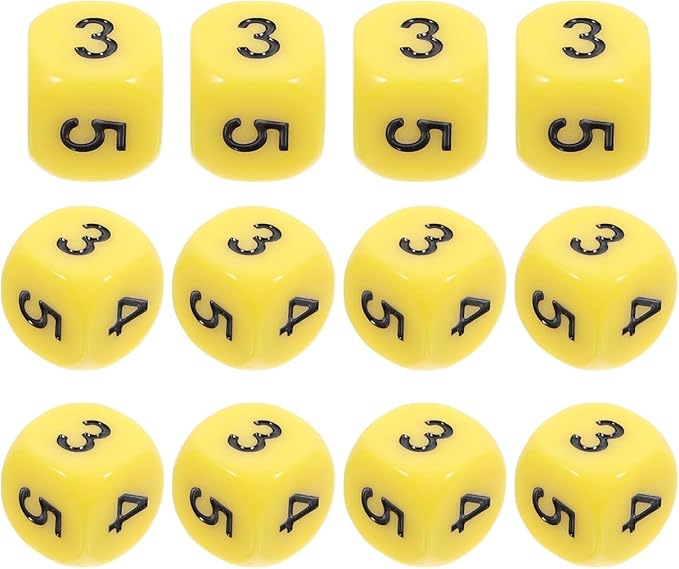 Vaguelly 12pcs Math Numbers Dices 0-5 Acrylic Numbered Dices 16mm Rounded Corner Party Game Dices Mini Teaching Learning Dice Party Favors, Yellow, G558CB6392RJ75RXTRN15P0C