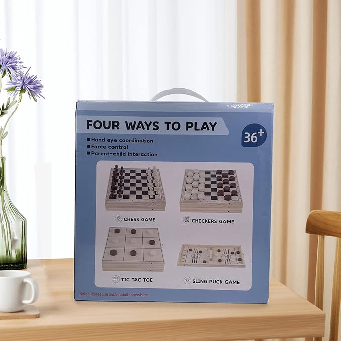 Fast Sling Puck Game Paced, Table Desktop Battle,Winner Board Games Toys for Adults Parent-Child Interactive Chess Toy Board Table Game (Large-Foldable)